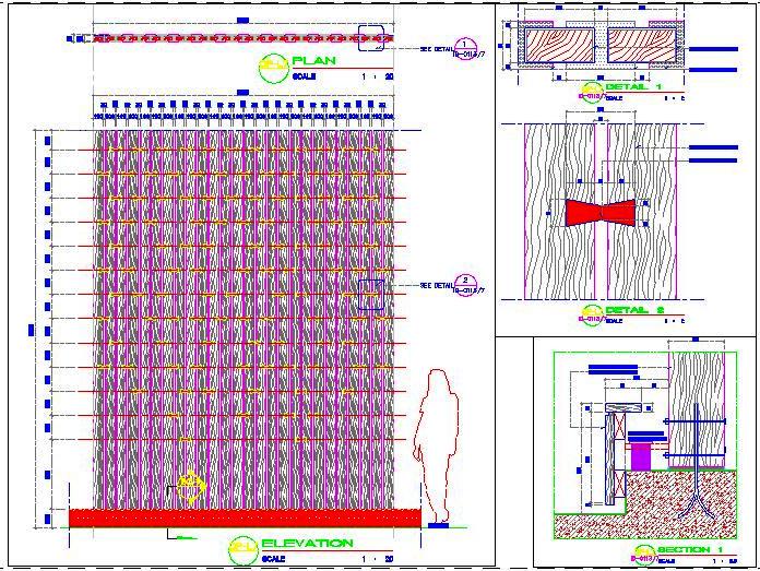 Modern Screen Design CAD with Wood & Metal Clips